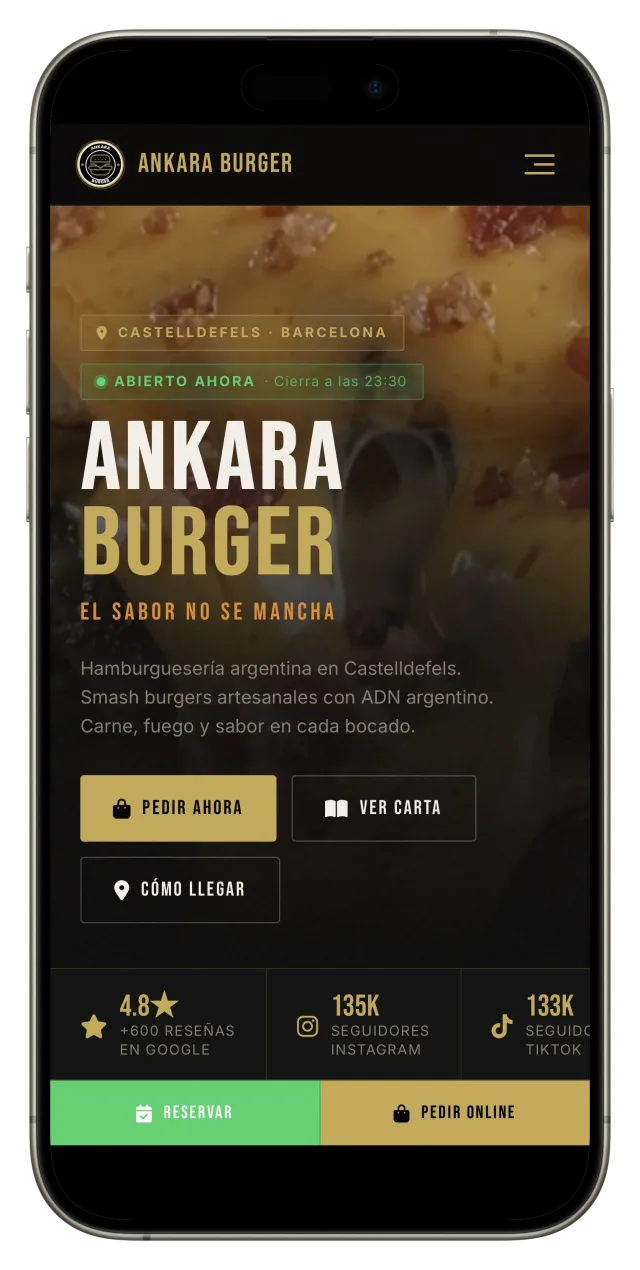 Web para restaurante diseñada por Proximia Studio